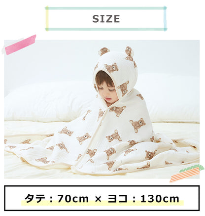 柄入りフード付きバスタオル