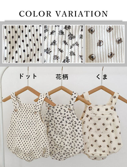 総柄コーデュロイサロペット