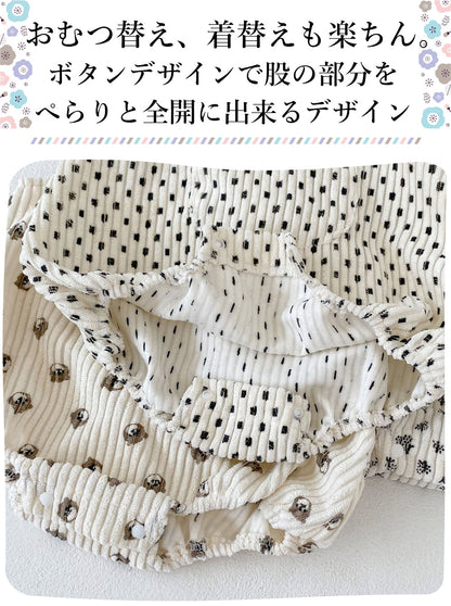 総柄コーデュロイサロペット