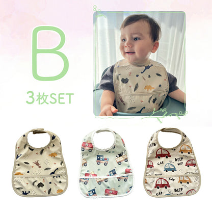 ナチュラル袖無しお食事スタイ3枚セット