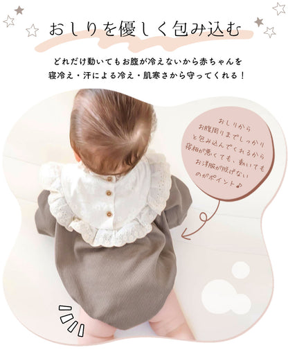 レースカラーワッフルロンパース