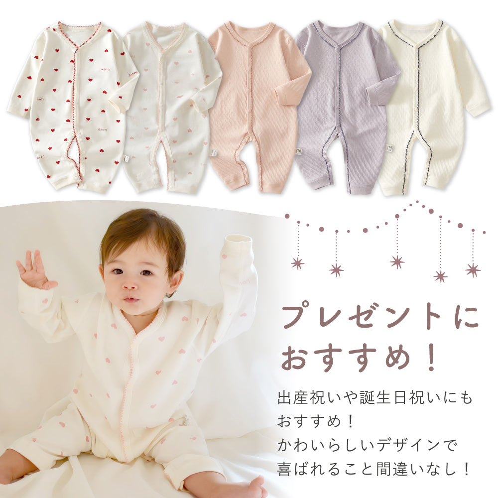 コットン縁レースカバーオール