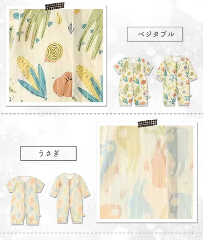 柄薄手ロンパース