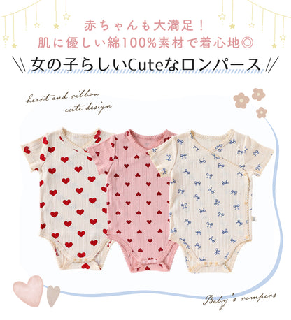 半袖ベビーガールロンパース