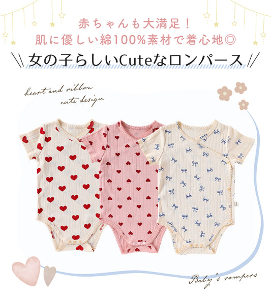半袖ベビーガールロンパース