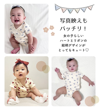 半袖ベビーガールロンパース