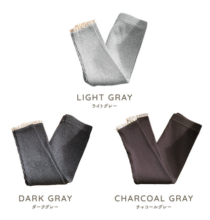 レース付きリブレギンス