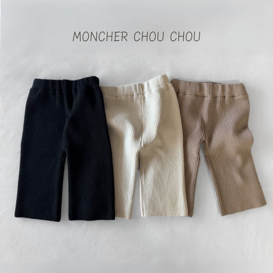 韓)リブニットワイドパンツ