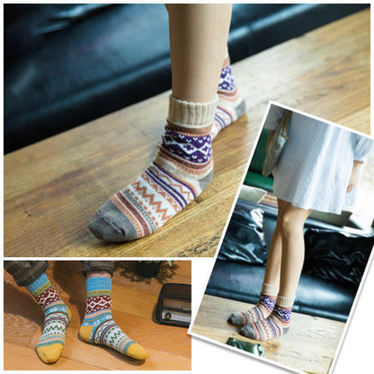 ジャガード柄ソックス5足