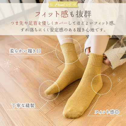 レディース無地厚手靴下5足