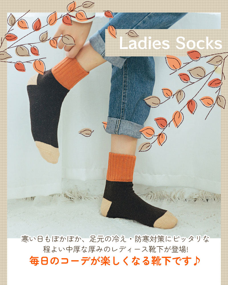 レディース中厚靴下5足